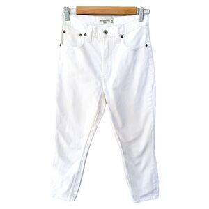 Abercrombie & Fitch The Skinny High Rise White Denim Jeans 26 Short